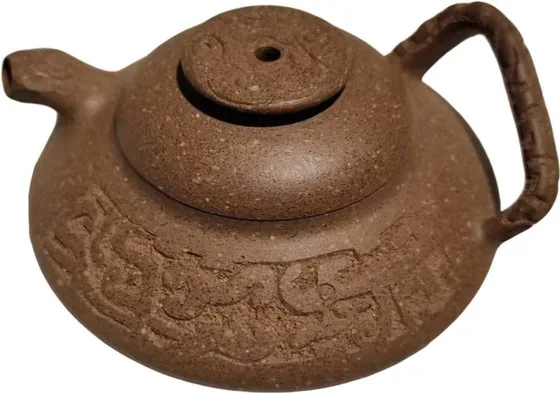 灰砂堆塑扁壶