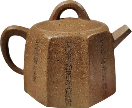 青灰砂六方壶