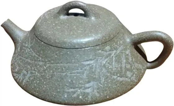 青灰砂刻竹石瓢