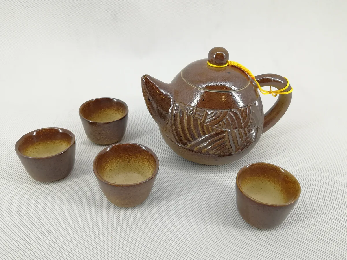环纹陶茶具套装